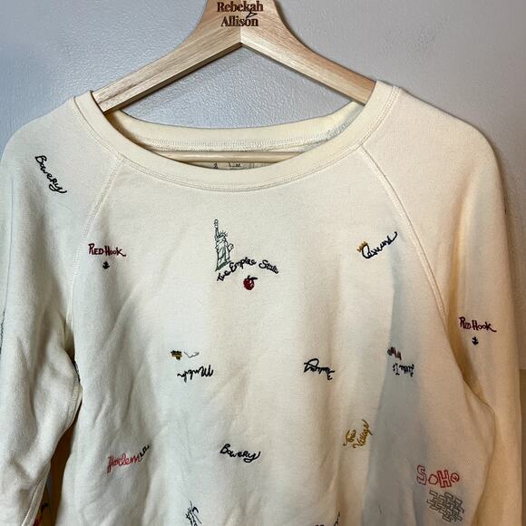 Madewell New York City Embroidered Shrunken Sweatshirt Subway Graffiti SZ Large - Picture 6 of 16